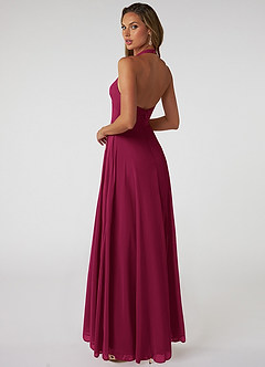 Azazie Tessie Bridesmaid Dresses Burgundy A-Line V-Neck Pleated Chiffon Dress image2