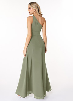 Azazie Dallas Bridesmaid Dresses Pistachio A-Line One Shoulder Chiffon Dress image2