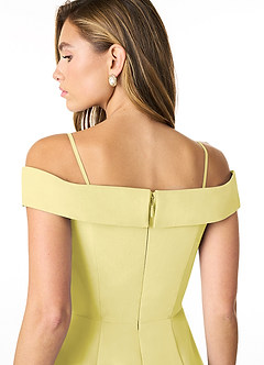 Azazie Lecia Bridesmaid Dresses Lemon Sorbet Empire Off-The-Shoulder Pleated Chiffon Convertible Dress image7