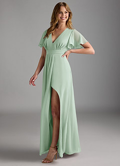 Azazie Zaniah Bridesmaid Dresses Agave A-Line Chiffon Dress image5