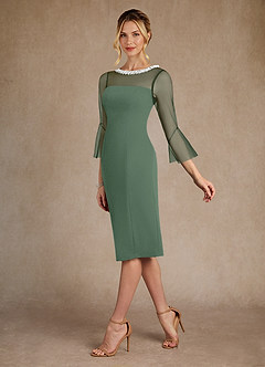 Azazie Bellevue Mother of the Bride Dresses Eucalyptus Sheath Beaded Stretch Crepe Dress image5