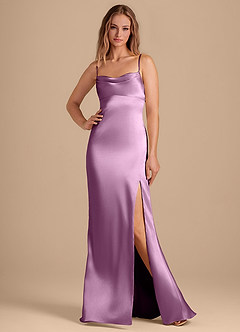 Azazie Camila Bridesmaid Dresses Wisteria Sheath Sweetheart Neckline Metallic Satin Dress image1