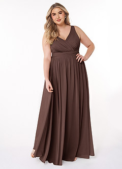 Azazie Kora Bridesmaid Dresses Ganache A-Line Pleated Chiffon Dress image7
