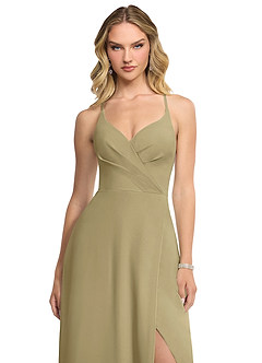 Azazie Davis Bridesmaid Dresses Moss Green A-Line V-Neck Chiffon Dress image5