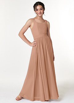 Azazie Tiana A-Line Pleated Chiffon Floor-Length Junior Bridesmaid Dress image4