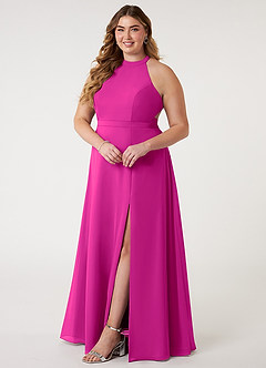 Azazie Clarice Jurken voor bruidsmeisjes Jurk van Chiffon met A-Lijn Houder Fuchsia image11