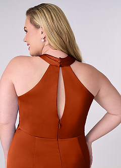 Barbie ♥ Azazie Bridesmaid Dresses Paprika Sheath Stretch Satin Dress image11