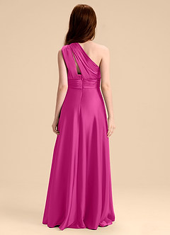 Azazie Charlize Junior Robe Trapèze en Satin extensible Plissée Fuchsia image2