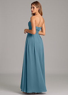 Azazie Lucienne 신부 들러리 드레스 A라인 스트랩리스 쉬폰 바닥 길이 드레스 image2