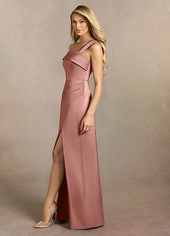 Azazie Laramie Kleider für die Brautmutter Meerjungfrau-Linie Plissee Stretch-Satin Kleid Rosettenrosa image4