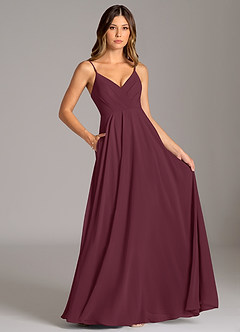 Azazie Amani Bridesmaid Dresses Cabernet A-Line Pleated Chiffon Dress image6