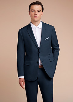 front Miles Bleu Marin veste de costume en seersucker