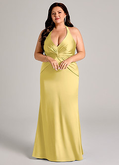 Azazie Valerie Suknie dla druhen Syrena Pofałdowany Satyna elastyczna Do ziemi Sukienka image9