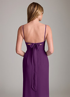 Azazie Mai Bridesmaid Dresses Grape Sheath Pleated Chiffon Dress image6