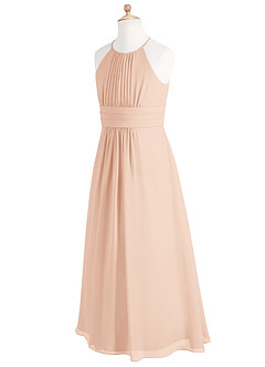 Azazie Bonnie Junior English Rose A-Line Pleated Chiffon Dress image13