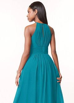 Azazie Bonnie Bridesmaid Dresses Jade A-Line Keyhole Ruched Chiffon Dress image4