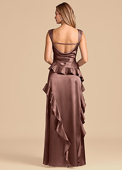 Azazie Sloane 신부 들러리 드레스 A라인 스윗하트 네크라인 메탈릭 새틴 바닥 길이 드레스 image6