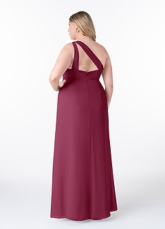 Azazie Maive Bridesmaid Dresses Mulberry Sheath Pleated Ruffle Chiffon Dress image8