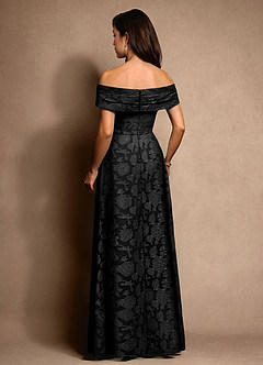 Azazie New Britain Moeder van de bruid jurken A-Lijn Jurk van Bloemen Burn-out Geplooid Zwart image3