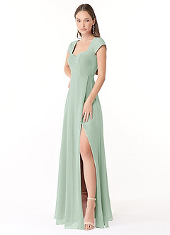 Azazie Hainsly Bridesmaid Dresses Agave A-Line Sweetheart Neckline Chiffon Dress image3