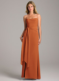 Azazie Tahlia Abiti da Damigella Abito A-Line in Chiffon Con Cintura Cannella image5