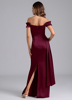 Azazie Kalysia Robes de demoiselle d'honneur Robe Sirène Convertible en Satin extensible Épaule décolletée Mûre image2