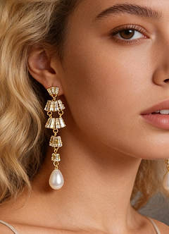front Zirconia Tassel Drop Earrings