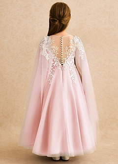 Azazie Dandelion Robe Demoiselle D'honneur Fillette Robe Princesse en Dentelle Rose Pâle image2