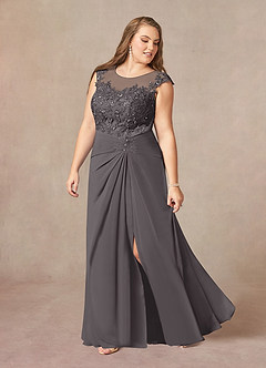 Azazie Libby Mother of the Bride Dresses Steel Grey A-Line Scoop Sequins Chiffon Dress image9