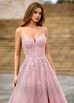 Clementinia Pink Sequin Embroidery Lace Beading Tulle Corset Maxi Dress image5