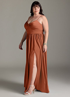 Azazie Zeya Bridesmaid Dresses Cedar Rose A-Line Pleated Stretch Satin Dress image13