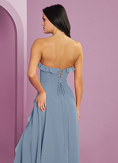 Barbie ♥ Azazie Jurken voor bruidsmeisjes Jurk van Chiffon met A-Lijn Sweetheart Halslijn Stoffig Blauw image7