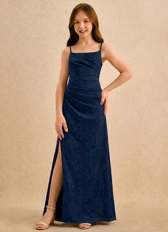 Azazie Cannoli Girls Formal Sukienki dla dziewczynek sypiących kwiaty Linia A Pofałdowany Kwiatowe wypalenie Długość podłogi Sukienka image5