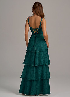Azazie Romie Bridesmaid Dresses Pine A-Line Corset Floral Burnout Dress image5