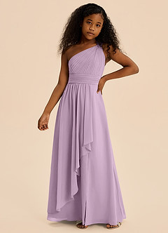 Azazie Skye Junior Abito A-Line in Chiffon Plissettato Glicine image1