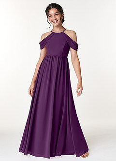 Azazie Seneca Junior Grape A-Line Off the Shoulder Chiffon Dress image3
