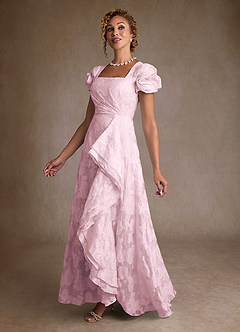 Azazie Hermina Abiti per la Madre della Sposa Abito A-Line in Jacquard Floreale Plissettato Jacquard Viola image4