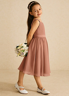 Azazie Ari Flower Girl Dresses Bronzer A-Line Sleeveless Chiffon Dress image3