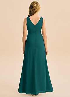 Azazie Floris Junior Robe Trapèze en Mousseline de soie Plissée Paon image3