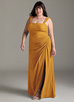 Azazie Jesaphine Bridesmaid Dresses Butterscotch Sheath Bow Chiffon Dress image12