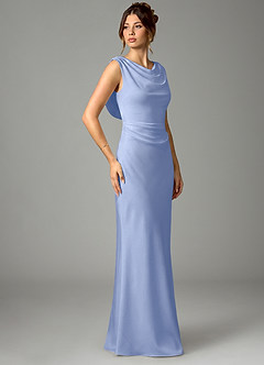 Azazie Kieryn Bridesmaid Dresses Ice Mermaid Pleated Stretch Satin Dress image3