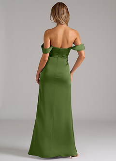 Azazie Johana Robes de demoiselle d'honneur Robe Sirène Convertible en Satin extensible Épaule décolletée Genévrier image4
