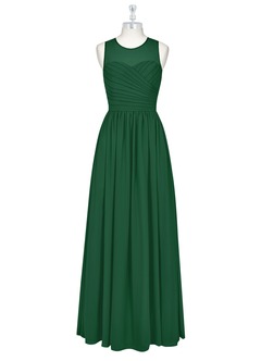 Azazie Nina Brautjungfernkleider A-Linie Plissee Chiffon Kleid Dunkelgrün image6