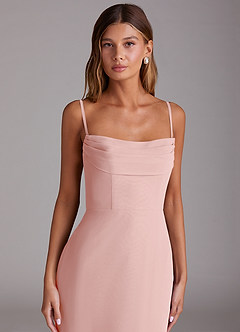 Azazie Saige Bridesmaid Dresses Powder Pink A-Line Off the Shoulder Chiffon Convertible Dress image2