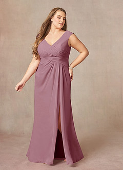 Azazie Sally Mother of the Bride Dresses Vintage Mauve A-Line V-Neck Pleated Chiffon Dress image9