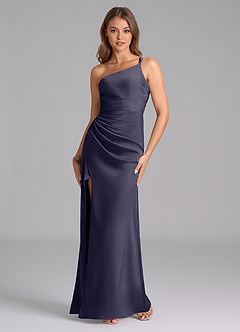 Azazie Eren Bridesmaid Dresses Stormy Mermaid One Shoulder Stretch Satin Dress image2