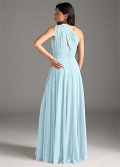 Azazie Charlize Bridesmaid Dresses Cloud Blue A-Line One Shoulder Chiffon Dress image2