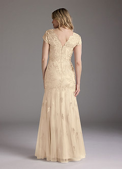 Azazie Marbella Mother of the Bride Dresses Champagne Mermaid Queen Anne Sequins Lace Dress image7