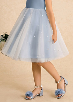 front 3D-Chiffon-Blumenmuster, Perlen, Knöchelriemen, offene Zehenpartie, Blockabsatz für Blumenmädchen, für kleine und große Kinder
