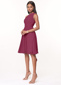Azazie Katrina Bridesmaid Dresses A-Line One Shoulder Chiffon Knee-Length Dress image2